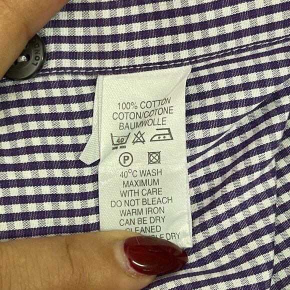 Paul Smith Men's Purple White Checkered Button Down Long Sleeve Shirt 17 1/2 - Picture 6 of 9